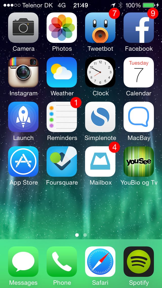 iPhone, iOS 7.1 beta 3, screenshot