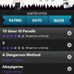 Screenshots fra applikationen Kino.dk