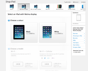 iPad med Retina 16GB kan købes på Apple.com