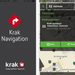 Screenshots fra applikationen Krak Navigation