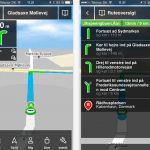 Screenshots fra applikationen Krak Navigation
