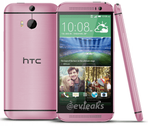 HTC One (M8) i pink (Kilde: @Evleaks)