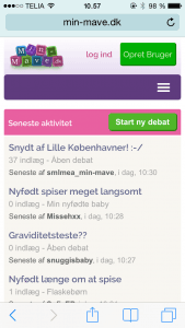 Nyt design på Min-Mave.dk. Billede viser designet på smartphone.