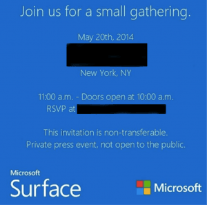 Invitation til Microsoft Surface event