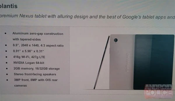 HTC Volantis (nye Nexus-tablet). Kilde: Android Police