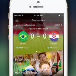 Screenshots fra SocialSoccer App til World Cup