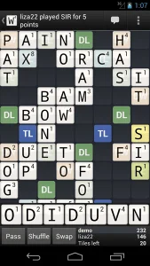 Wordfeud screenshots