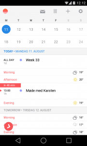 Sunrise Calendar giver dig et let overblik over din arbejdsuge