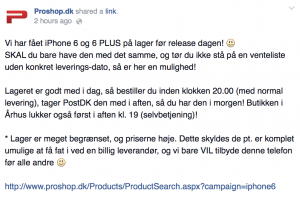 Screenshot - iPhone-salg hos ProShop.dk