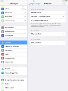 iPad forældre begrænsning