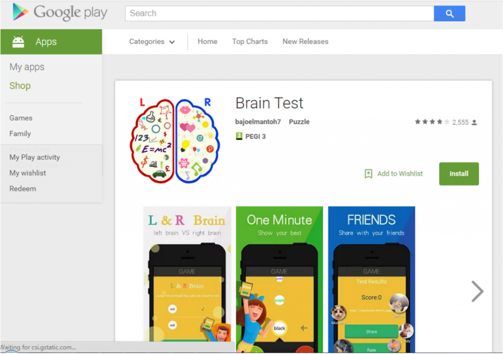 BrainTest Google Play Store (Foto: Check Point)