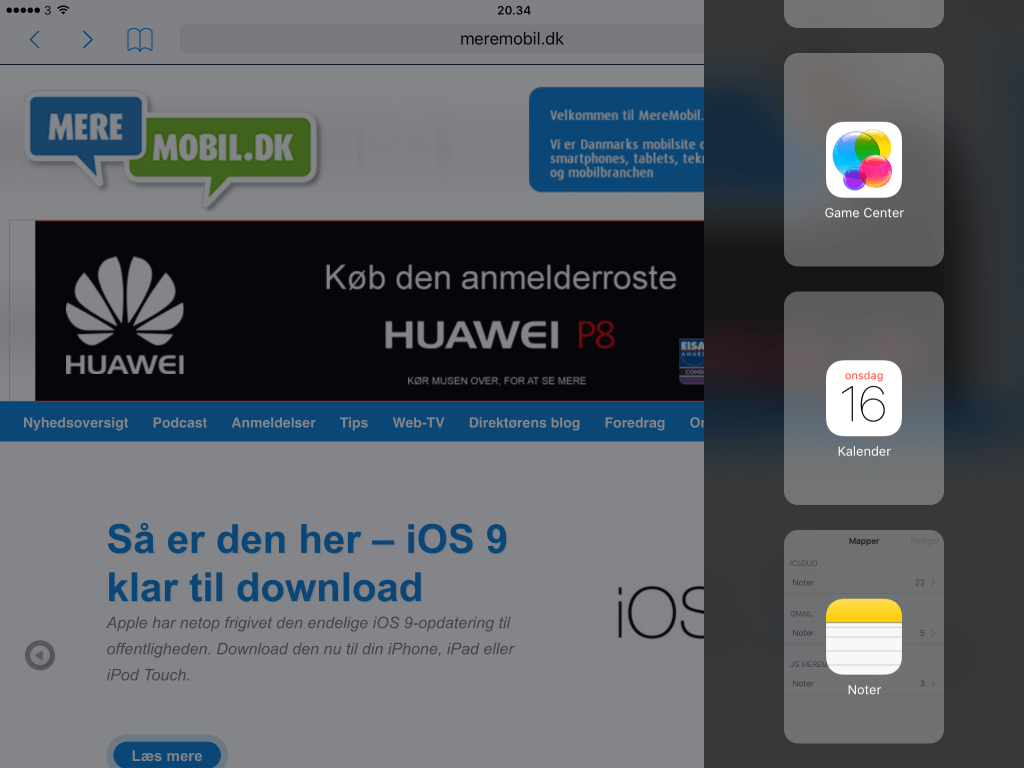 Slide Over på iPad