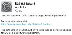 iOS 9.1 beta 5 klar til download