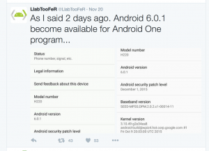 Android 6.0.1 Marshmallow opdatering på vej (Kilde: @LlabTooFeR)