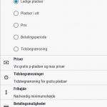 Screenshots fra applikationen OdenseParkering