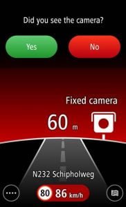 Screenshots fra TomTom Speed Camaras-applikationen til Android 