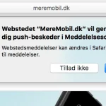 Sådan ser det ud, når en site spørger om du vil modtage popup-beskeder på Mac (Foto: MereMobil.dk)