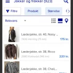 Screenshots fra DBA's redesignede Android-applikation