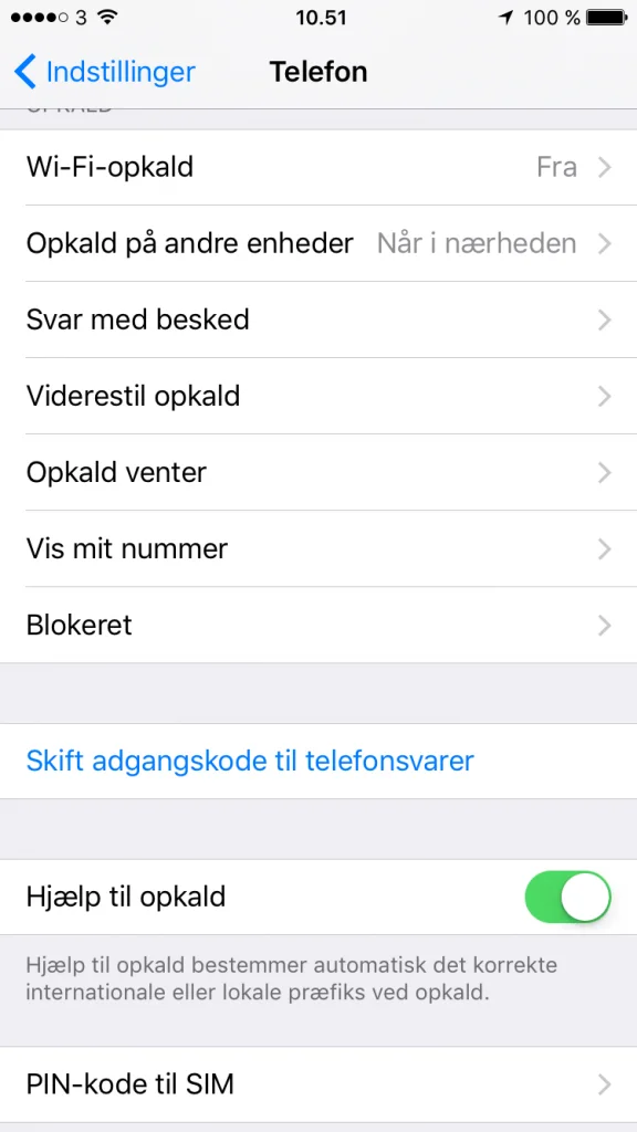 Aktivering af Wi-FI opkald på iPhone