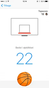 Screenshots fra Basketball i Facebook Messenger applikationen (Foto: MereMobil.dk)