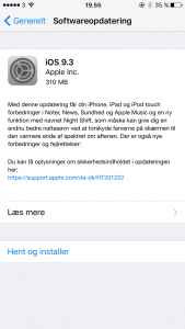 Apple udsender iOS 9.3 opdateringen (Foto: MereMobil.dk)