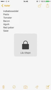 Sådan låser du en Note i iOS 9.3 (Foto: MereMobil.dk)