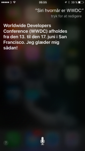 Siri inviterer til WWDC 2016 (Foto: MereMobil.dk)