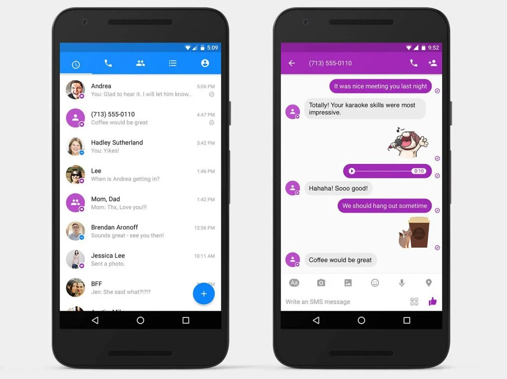 SMS i Facebook Messenger (Foto: Engadget)