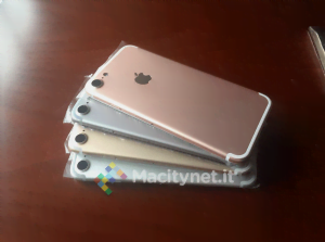 Lækket billede af prototyper på iPhone 7 - de fire farvevarianter er umiddelbart som på iPhone 6S(Foto: Macitynet.it)