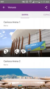 Screenshots fra applikationen Rio 2016