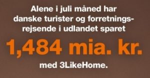 Besparelser i juli måned for danske turister og forretningsrejsende med 3LikeHome (Foto: 3)
