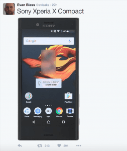 Sony Xperia X Compact lækket af EvLeaks