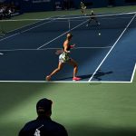 during the women's doubles finals in Arthur Ashe as the roof casts a shadow across the court on Day 14 of the 2016 US Open at the USTA Billie Jean King National Tennis Center on September 11, 2016 in Queens (Foto: Landon Nordeman for ESPN)