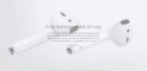 Apple oplyser på deres hjemmeside primo november, at AirPods "Kommer Snart" (Foto: MereMobil.dk)