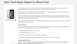 Reparationsprogrammet for problemer med 3D Touch på iPhone 6 Plus (Kilde: Apple.com)