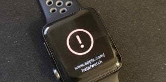 Apple Watch med den fejl opdateringen watchOS 3.1.1 altså kan give (Kilde: GSMArena.com)