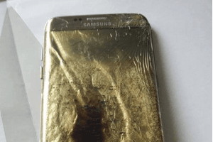 Samsung Galaxy S7 Edge efter en spontan brand (Foto:  Michella Gummesen)