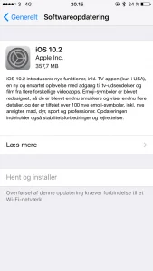Apple har udsendt iOS 10.2 (Foto: MereMobil.dk)