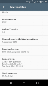 Xperia XZ med Android 7.0 Nougat (Foto: MereMobil.dk)