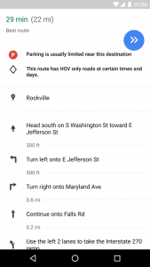 Google Maps parkeringsforhold