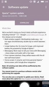 Sony Xperia Z5 Nougat opdatering