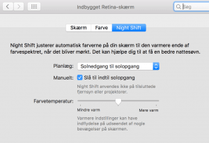 Night Shift på Mac (Foto: MereMobil.dk)