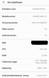 Huawei P9 lite Android 7