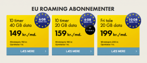 CBB's nye bud på abonnementer, hvor der er inkluderet EU-roaming (Kilde: CBB)