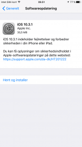 Opdatering til iOS 10.3.1 er nu klar til download (Foto: MereMobil.dk)