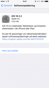 Apple har netop udsendt deres iOS 10.3.2 opdatering 
