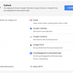 Rettigheder for Outlook på din Google profil (Foto: MereMobil.dk)