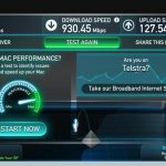 Hastighedstest foretaget på Telstra 4G netværk med en NETGEAR Nighthawk M1 mobilt bredbånds router (Snapdragon X16 LTE modem)