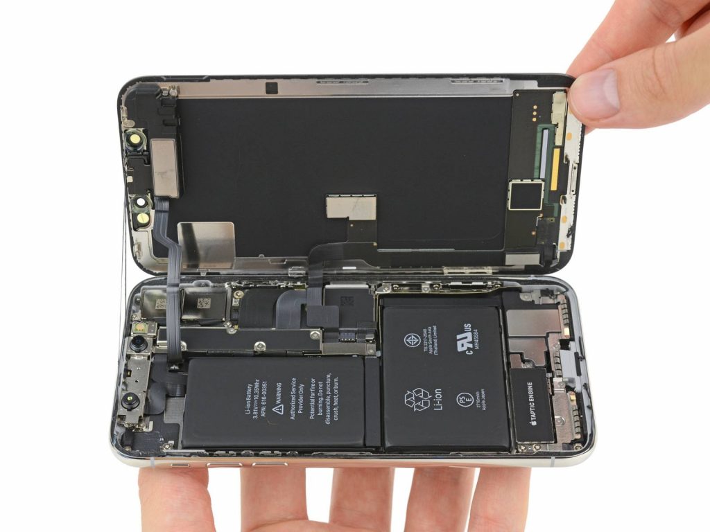 L-formet batteri i iPhone X ifixit
