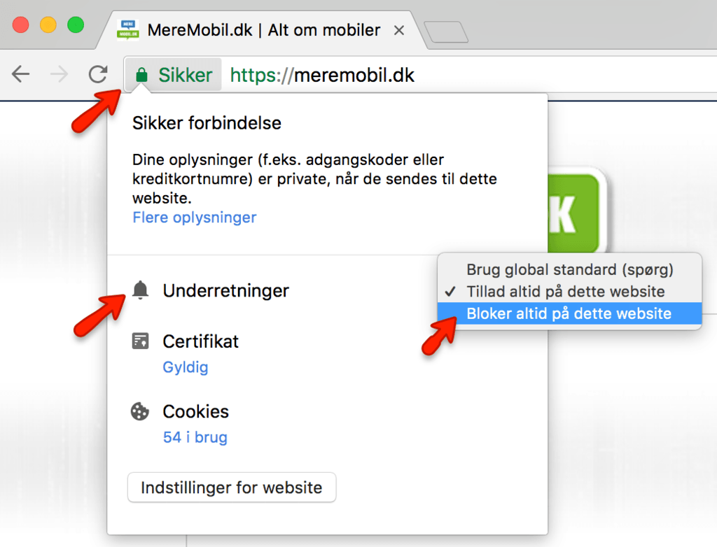 Generelt sagt Egern røveri Sådan stopper og blokerer du popup-notifikationer fra MereMobil.dk -  MereMobil.dk